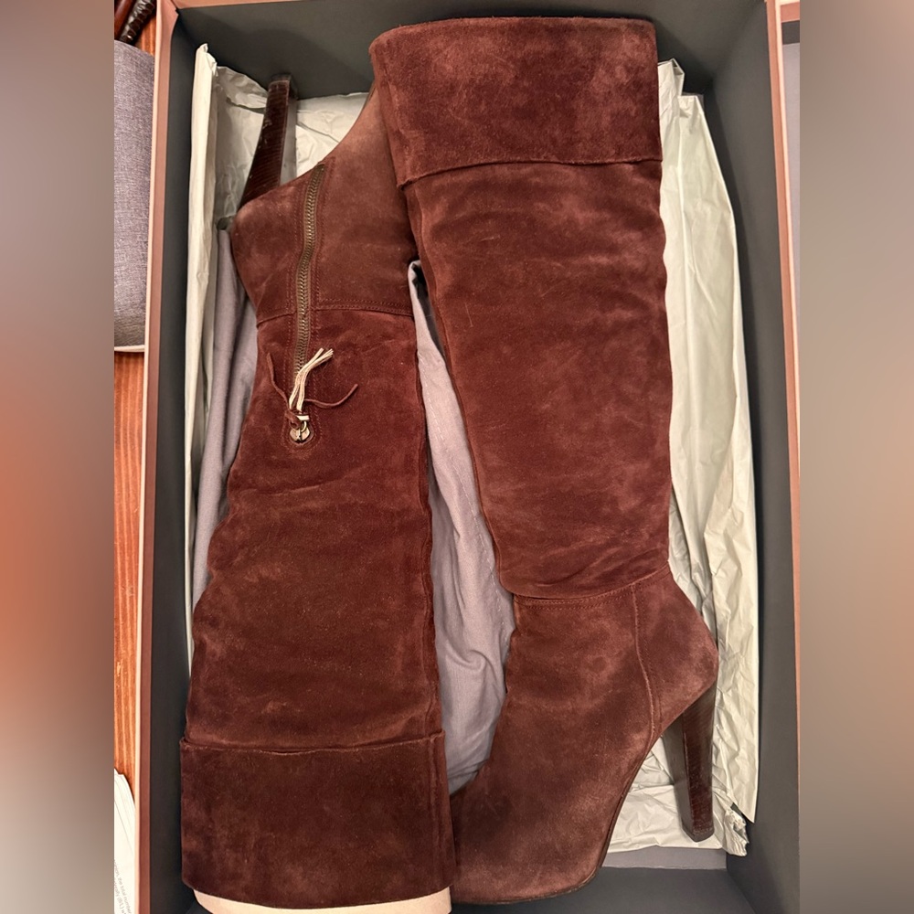 Miu Miu Chocolate Brown Suede Boots Sz 7.5 - Picture 14 of 16